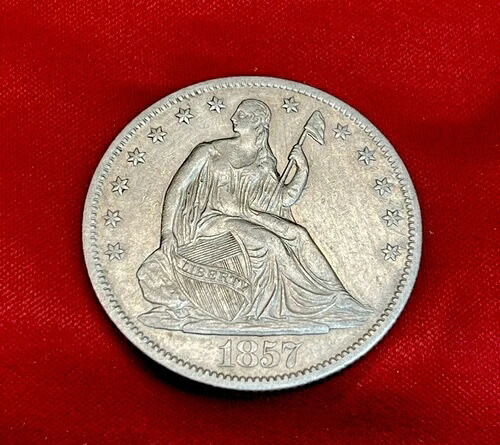 1857年 自由の女神像 半ドル銀貨 ~ 未流通品 ~ AU++ ~ DDO|WORLD RESOURCE【QUEEN店】
