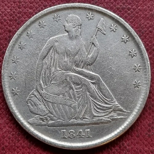 1841年 O 着席自由の女神像 ハーフドル 50セント 高級 XF +++ #89546
