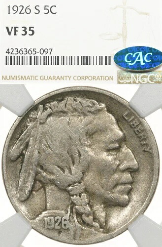 1926-S 5C NGC VF35 CAC バッファローニッケル|WORLD RESOURCE【QUEEN店】