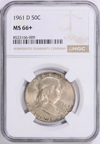 1961 D フランクリン ハーフ NGC MS66+ FBL 付近｜WORLD RESOURCE【QUEEN店】