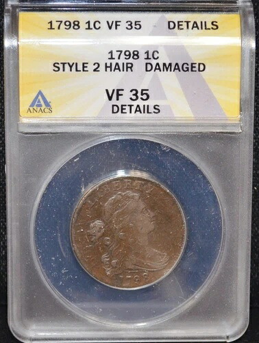 1798 スタイル ヘア 2 1C VF 35 ANACS 証明書 #K789|WORLD RESOURCE【QUEEN店】