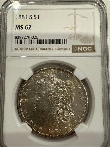 1881-S モルガン銀貨 NGC MS62 美しい歴史の一品