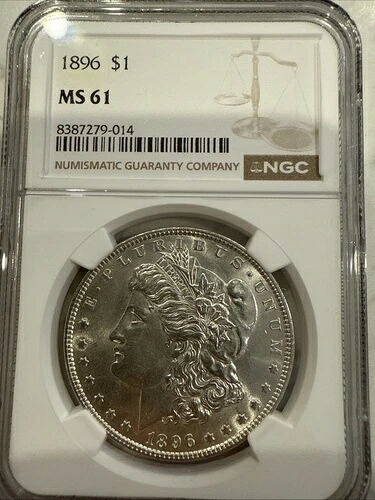 1896年-P NGC MS61 モーガンシルバードル とても素敵な輝く美しいホワイトコイン-