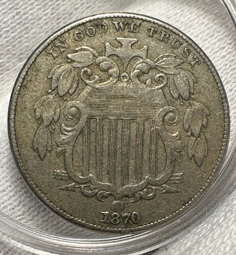 1870年 シールド ニッケル XF EF 非常に良好な状態