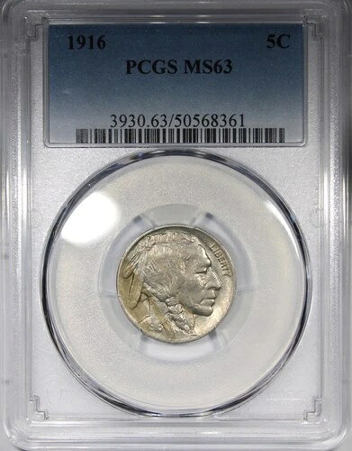 1916年 バッファローニッケル PCGS MS63 未流通 初期日付 5C