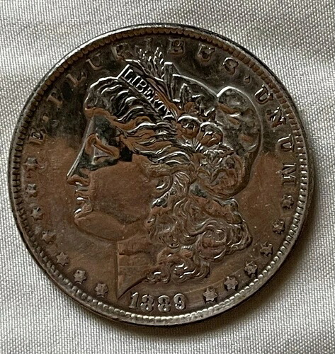 1889年 モルガン・ダラー CH AU チョイス 未流通銀貨 1ドル トーニング PFL