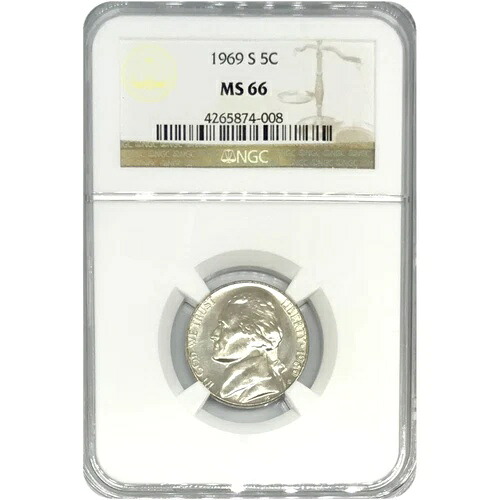 1969 S ジェファーソン ニッケル NGC MS66 * Rev Tye's * #4008123-