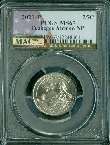 2021 P タスキーギ フラッグ クォーター PCGS MS67 PQ MAC スポットレス *