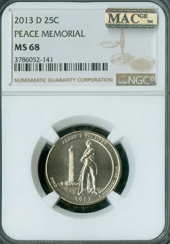 2013 D ペリーズ ピース クォーター NGC MS68 PQ MAC スポットレス *