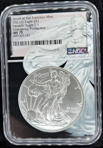 2021-S シルバーイーグル ヘラルディック T-1 緊急生産 NGC MS70 自由の女神 ポップ