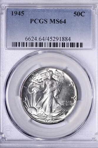 BU 1945 ウォーキングリバティハーフドル PCGS MS64 グレートラスター！ RBM-