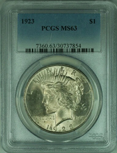 1923年 ピースシルバードル S$1 PCGS MS63 (24a) 44,330円