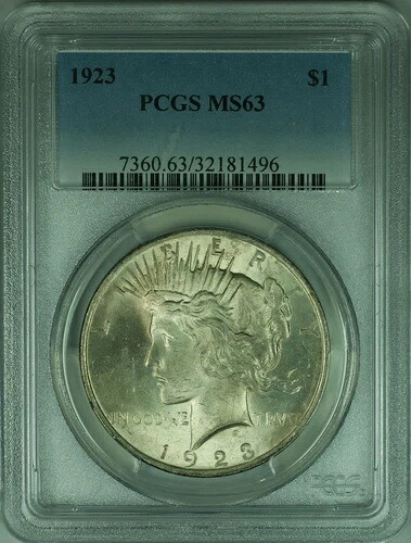 1923年 ピースシルバードルS $1 PCGS MS63 (24f)-