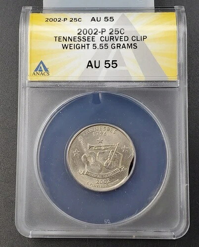 2002 P 25セント テネシー クォーター ANACS AU55 カーブクリップ 重量5.55グラム 誤差 44,330円