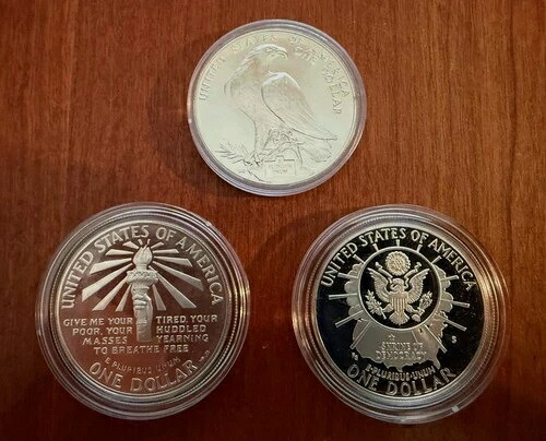 1991年 マウントラシュモア $1 シルバードール 1986年 $1 自由の女神像 1984年 オリンピック-