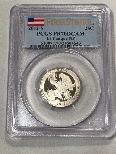 2012-S ファーストストライク エル・ユンケ NP クォーター PCGS PR70DCAM 証明書番号 24504543