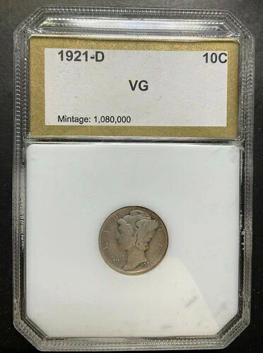 VG 1921-D レアキー 日付 マーキュリーダイム 素敵なアンティークコインシルバーコレクター 日付 C5-