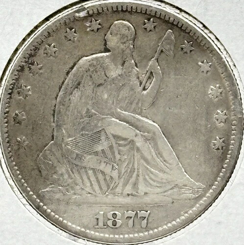 1877-P 50セント 着席型自由の女神像 ハーフドル #13485