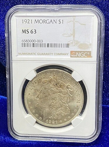 1921-P 未流通モルガン銀貨 NGC MS 63 認定