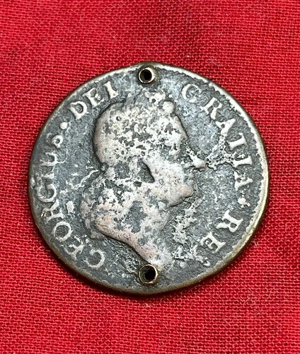 1722年 ヒバーニアの森に半ペニー、ハープが残った! ジョージ1世 コロニアルレアアイリッシュホールド-