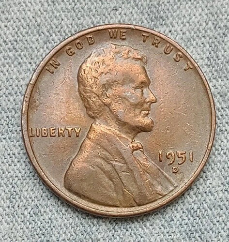 1951年 Dリンカーン小麦セント（ペニー）写真のコインを入手/送料無料
