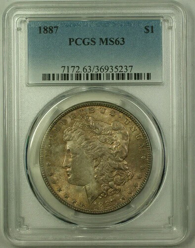 1887年 モーガンシルバードル $1コイン PCGS MS-63 トーンサーフェス (20) (R)-|WORLD RESOURCE【QUEEN店】