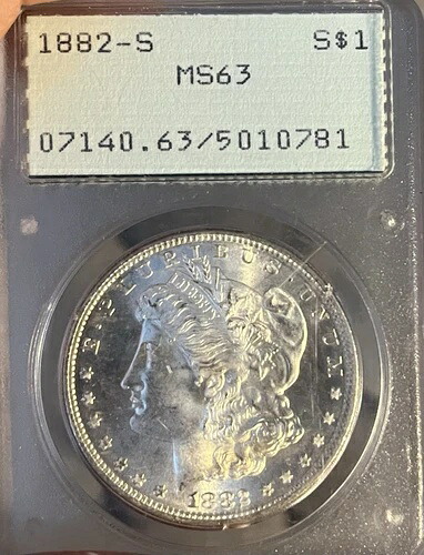 1882-S ラトラー！PCGS MS63 モルガン銀貨｜WORLD RESOURCE【QUEEN店】