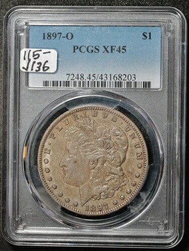 1897年頃のモルガン銀貨。PCGSホルダー入り。XF 45. j136|WORLD RESOURCE【QUEEN店】