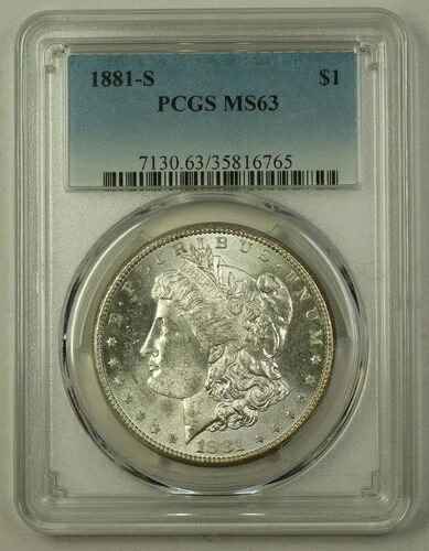 1881-S 米国モルガン銀貨 1ドル硬貨 PCGS MS-63 (G) 12|WORLD RESOURCE【QUEEN店】