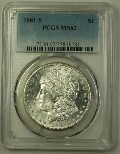1881年-S US モーガンシルバー ドル $1 コイン PCGS MS-62 (Better) (E) 9-｜WORLD RESOURCE【QUEEN店】