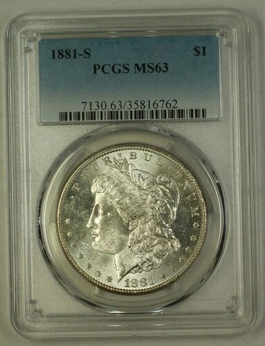 1881年-S US モーガンシルバー ドル $1コイン PCGS MS-63 (E) 9-｜WORLD RESOURCE【QUEEN店】