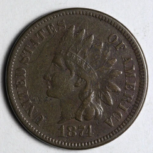 1874年インディアンヘッドセントペニーXF E124 KVBM|WORLD RESOURCE【QUEEN店】
