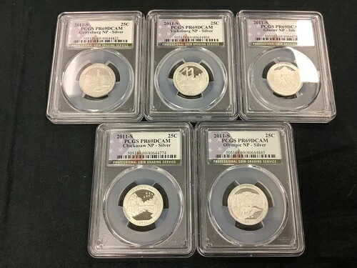 2011-S シルバー プルーフ 国立公園 クォーターセット PCGS PR69DCAM (5 コインセット)!｜WORLD RESOURCE【QUEEN店】 46,860円