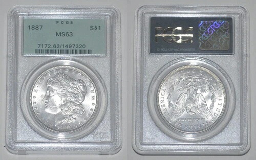 1887年 リバティ モーガンドル アメリカ シルバーコイン PCGS MS63 B6-