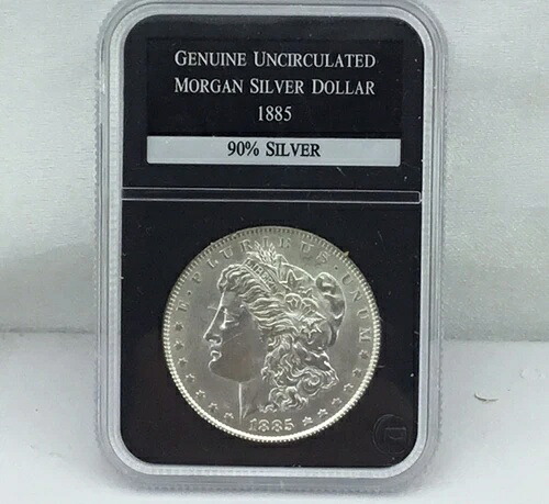 1885-P モルガン・ダラー 未流通 90% 銀貨 1ドル 米国貨幣 プラスチックホルダー/スラブ入り
