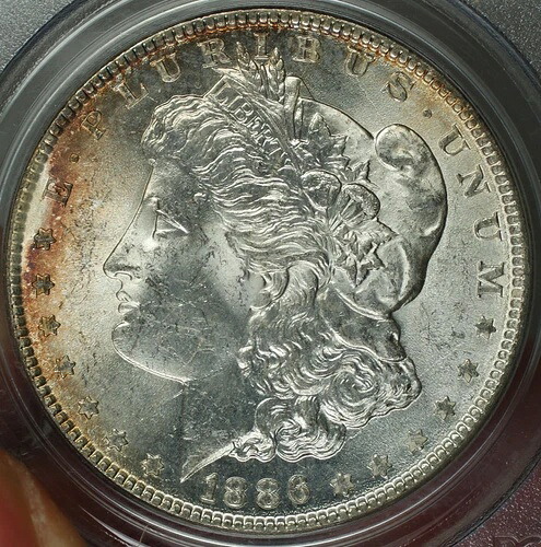 1886年 モルガン シルバー ダラー 1ドル コイン PCGS MS-62 LT ベターコイン RL (A)