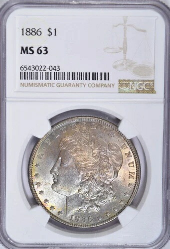 1886年モルガン・ダラー金貨 ~ 両面にカラフルなパステル調! NGC MS63!|WORLD RESOURCE【QUEEN店】