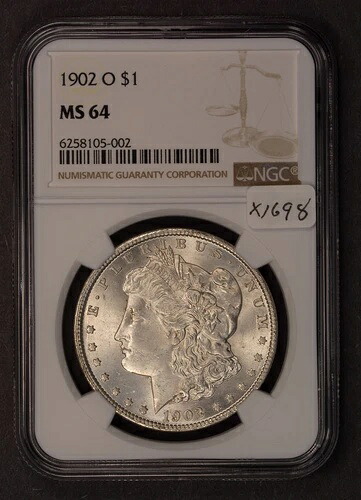 1902-O モルガン銀貨 - 光沢 - 表面ダイの大きな衝突 - NGC MS 64 - X1698