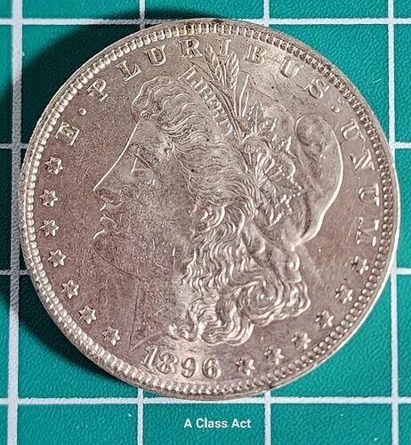 1896年 P モーガン シルバードル UNC 詳細 美しい光沢 強い打痕 T5492a