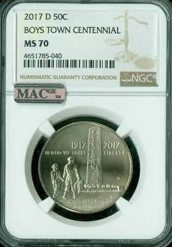 2017 Dボーイズタウン ハーフドル NGC MS70 最高のマックスポットレスレアシリーズ *-