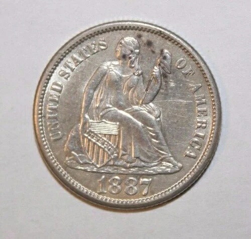 1887-S AU / Unc 光沢仕上げ 銀製シート付きダイム S51