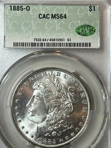 1885 O CAC MS 64 モルガン銀貨