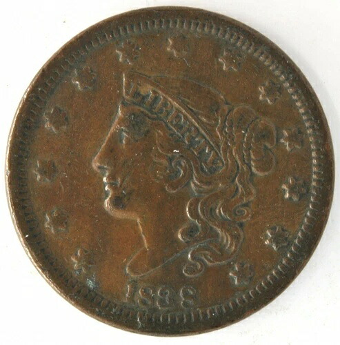 1838年 マトロンヘッド リバティ ラージ セント US 1ペニー 銅コイン アメリカ-