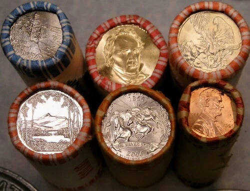 6 OBW ロール、2010 年ジェームズ・ブキャナン 1 ドル州立/公園クォーター硬貨とオーシャン・イン・ビュー・ニッケル硬貨付き