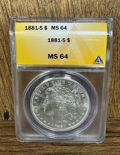 1881年-S モーガンシルバー ドル $1 グレード ANACS MS64 同様-