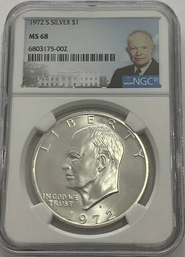 1972 S $1 NGC MS68 シルバー アイゼンハワー ドル ミント ステート アイク ポートレート ラベル 46,200円
