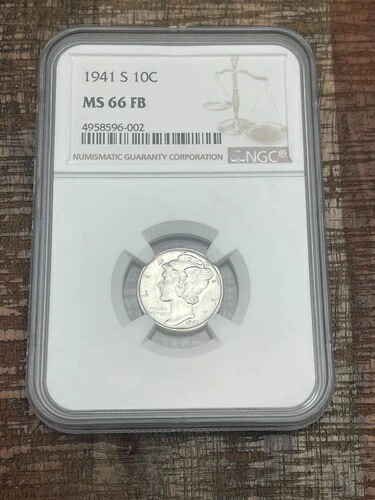 1941年-南米10C マーキュリーダイム NGC MS66 FB-