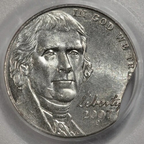 2007年 PCGS MS64 8% クリッププランシェット ニッケルミントエラーレア日付-