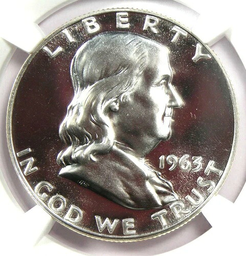 1963年 プルーフフランクリンハーフドル 50Cコイン-NGC PR69 (PF69) - 550ドル価値 !-
