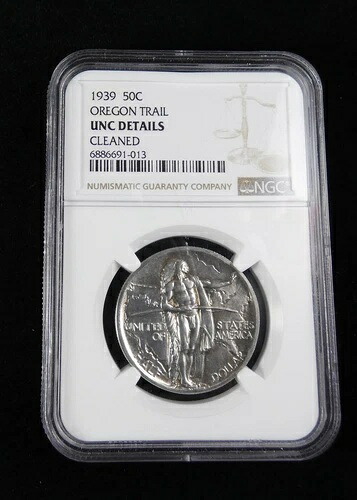 1939年オレゴントレイル記念銀貨ハーフドル。NGC認定UNC詳細 105,600円